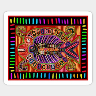 Kuna Indian Mola Folk Art - Flying Fish Sticker